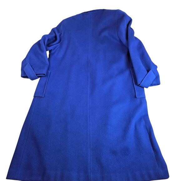 Vintage 80s Jacob-Crowley Wool Overcoat Blue Long Peacoat Made in Canada - Picture 16 of 16